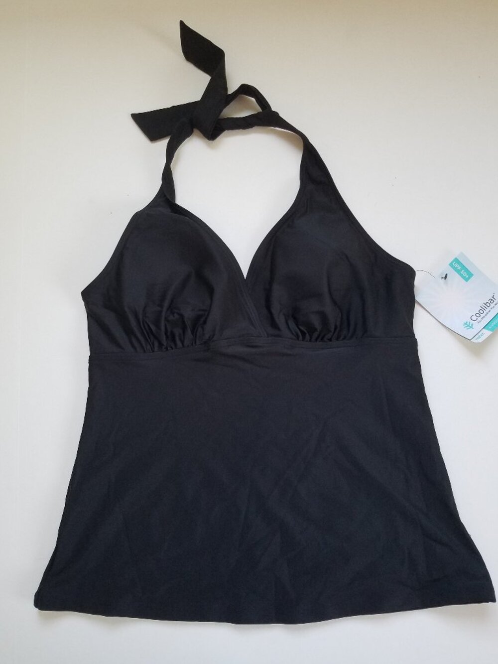 NWT Coolibar UPF 50+ Swim Tankini Top Black Size L